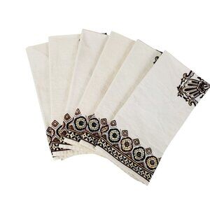 Pier 1 Imports Batik Printed Napkins Set of 6 Sand Brown Cotton Bandana Print